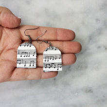 Load image into Gallery viewer, Closed Arch Music Black &amp; White Dangle Handmade Earrings
