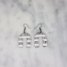Load image into Gallery viewer, Arch Music Black &amp; White Dangle Handmade Earrings

