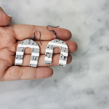 Load image into Gallery viewer, Arch Music Black &amp; White Dangle Handmade Earrings
