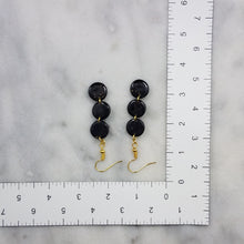 Load image into Gallery viewer, Triple Circle Speckled Pattern Black &amp; Gold Dangle Handmade Earrings
