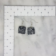 Load image into Gallery viewer, Square Marble Pattern Black &amp; Gray &amp; White Dangle Handmade Earrings
