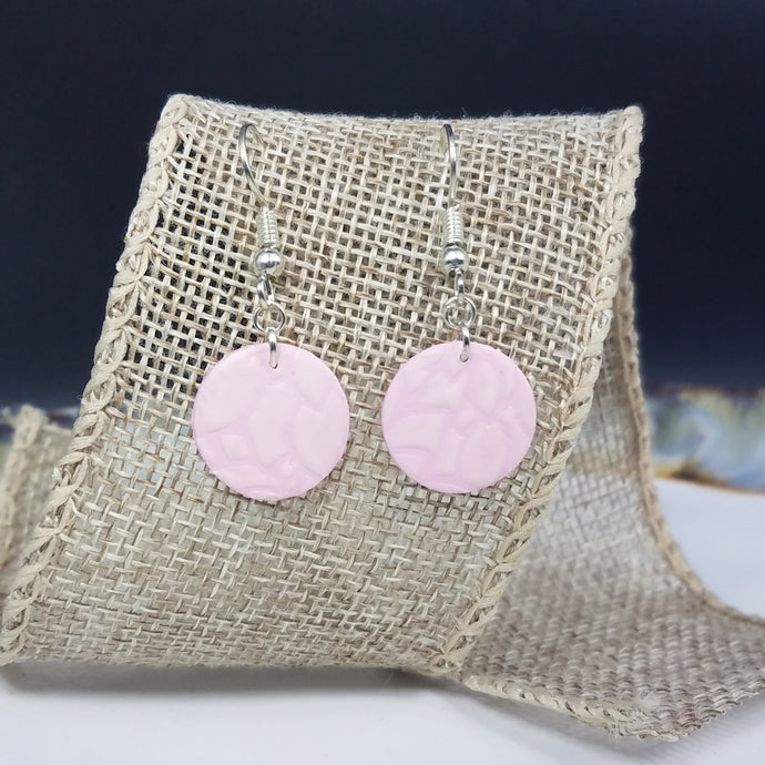 Circle Floral Pink Dangle Handmade Earrings