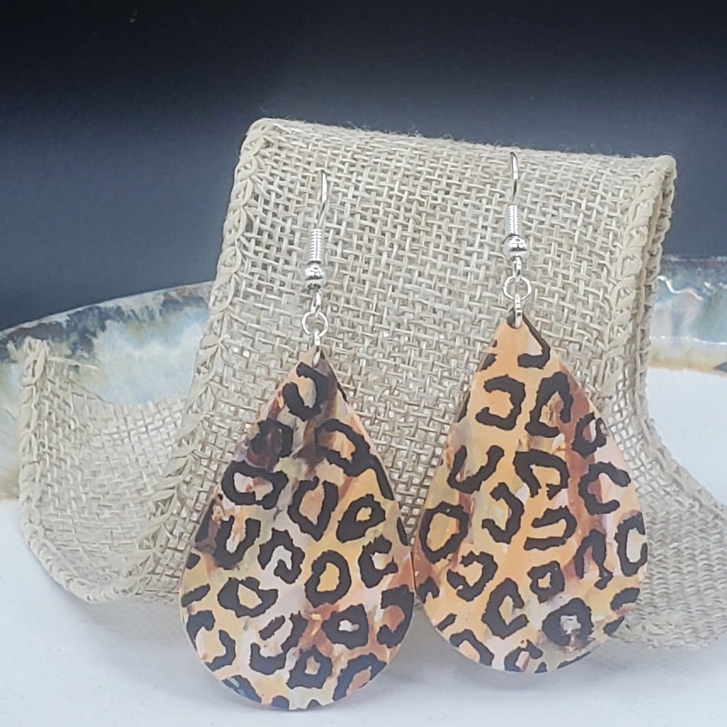 Teardrop Leopard Print Dangle Handmade Earrings