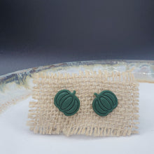 Load image into Gallery viewer, S Pumpkin Solid Green Post Handmade Earrings
