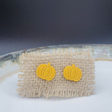 Load image into Gallery viewer, Small Pumpkin Solid Yellow Post Handmade Earrings
