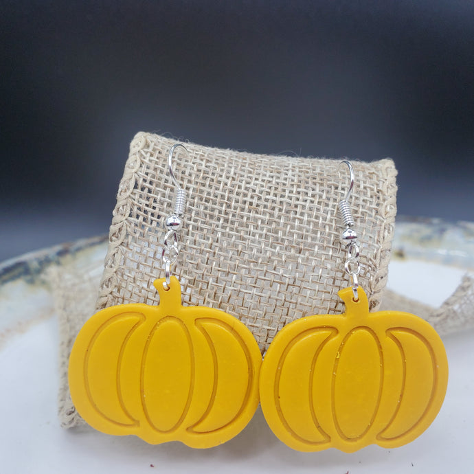 L Pumpkin Solid Yellow Dangle Handmade Earrings