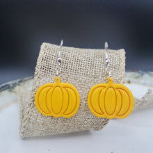 Load image into Gallery viewer, Medium Pumpkin Solid Yellow Dangle Handmade Earrings
