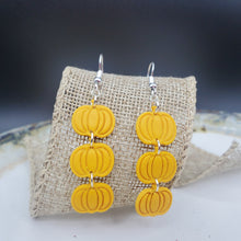 Load image into Gallery viewer, Triple Pumpkin Solid Yellow Dangle Handmade Earrings
