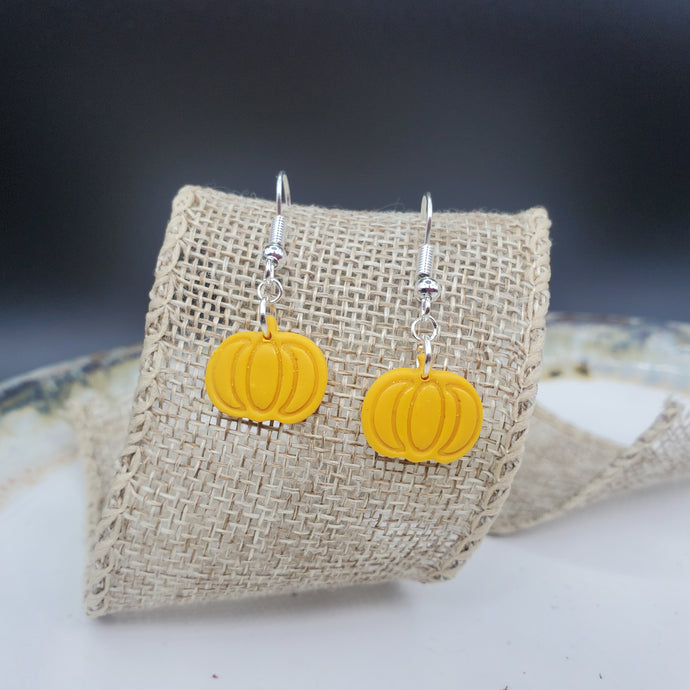 S Pumpkin Solid Yellow Dangle Handmade Earrings