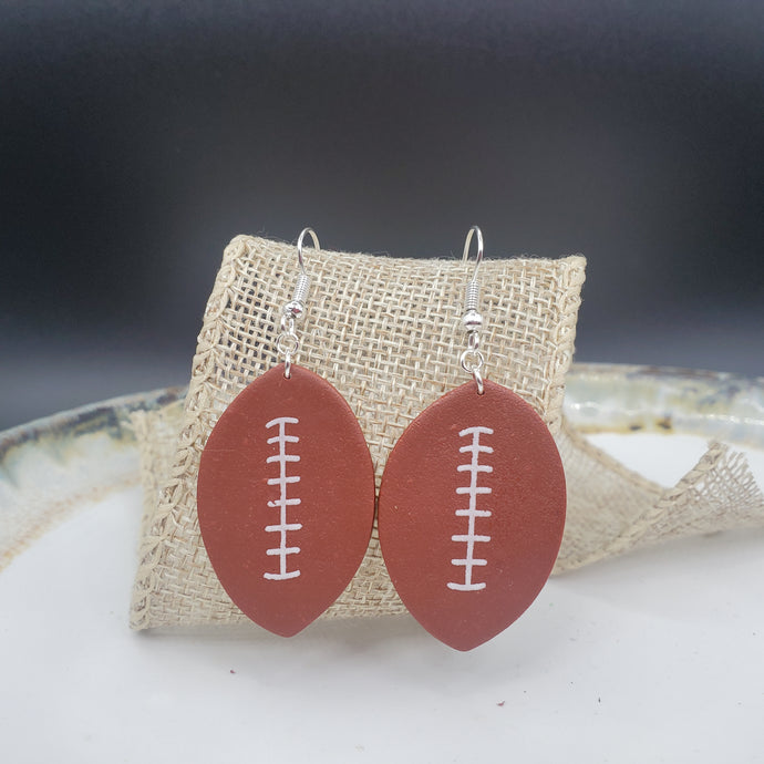 L Football Brown Handmade Dangle Handmade Earrings