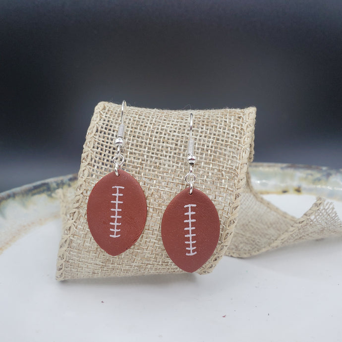 M Football Brown Dangle Handmade Earrings