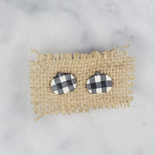 Load image into Gallery viewer, S Pumpkin Buffalo Plaid Black and White Post Handmade Earrings
