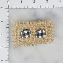 Load image into Gallery viewer, Small Pumpkin Buffalo Plaid Black and White Post Handmade Earrings

