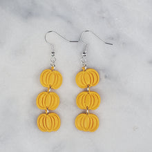Load image into Gallery viewer, Triple Pumpkin Solid Yellow Dangle Handmade Earrings
