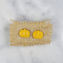 Load image into Gallery viewer, S Pumpkin Solid Yellow Post Handmade Earrings
