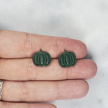 Load image into Gallery viewer, Small Pumpkin Solid Green Post Handmade Earrings
