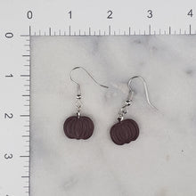 Load image into Gallery viewer, Small Pumpkin Solid Brown Dangle Handmade Earrings
