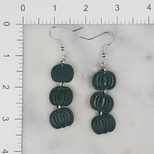 Load image into Gallery viewer, Triple Pumpkin Solid Green Dangle Handmade Earrings
