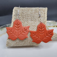 Load image into Gallery viewer, L Leaf 2 Solid Rust Dangle Handmade Earrings
