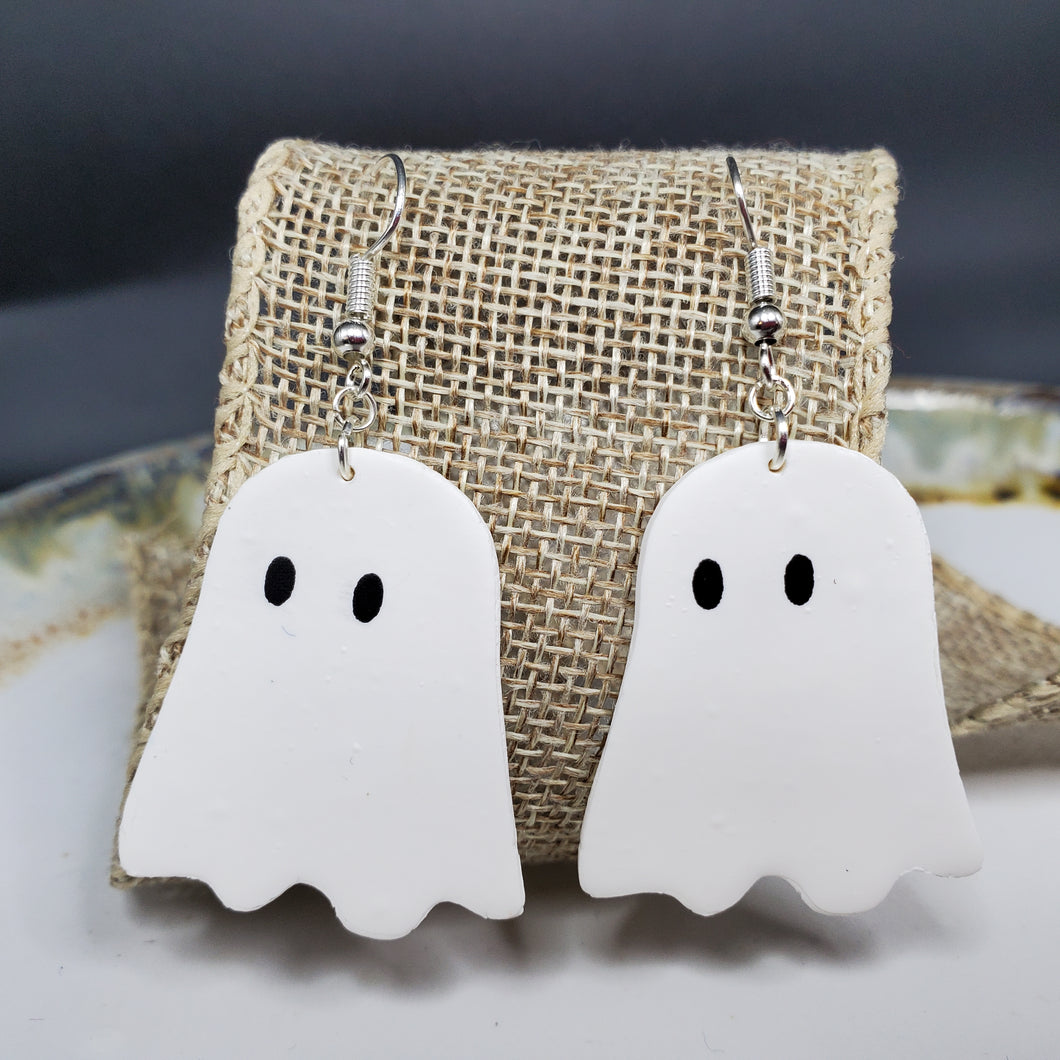 Ghost L Solid White Dangle Handmade Earrings
