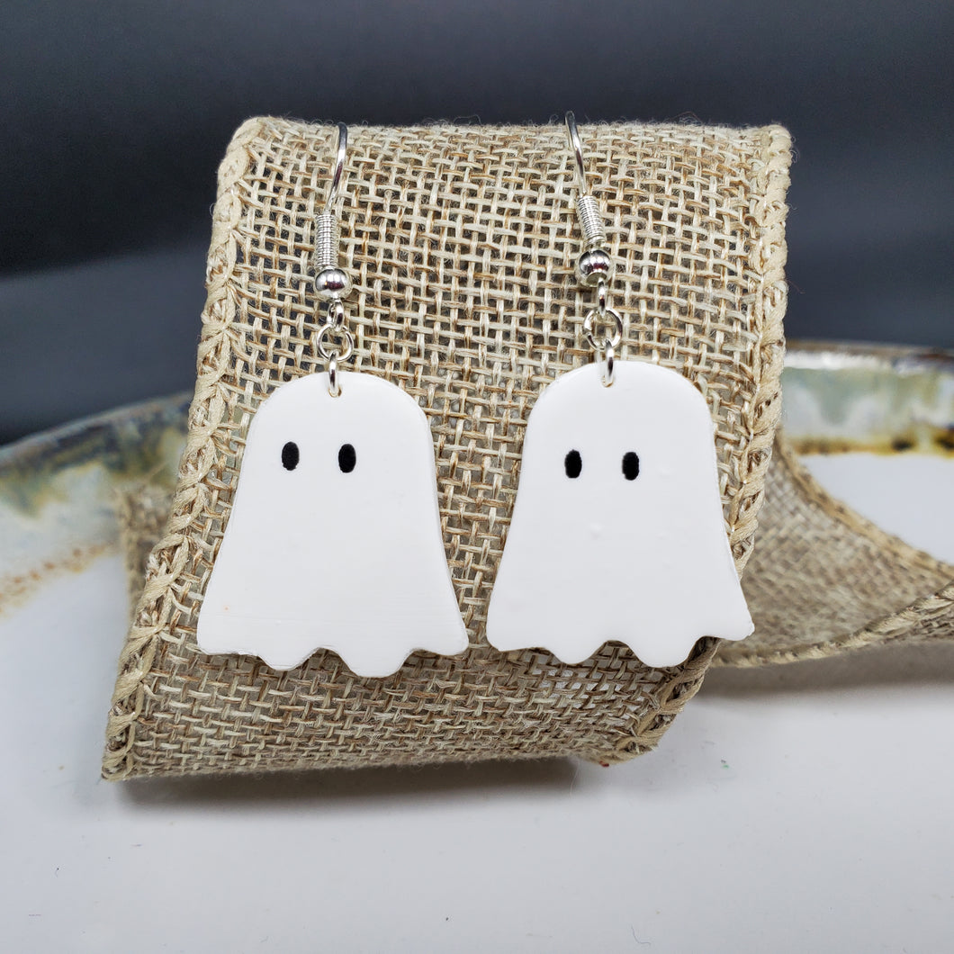 Ghost Medium Solid White Dangle Handmade Earrings