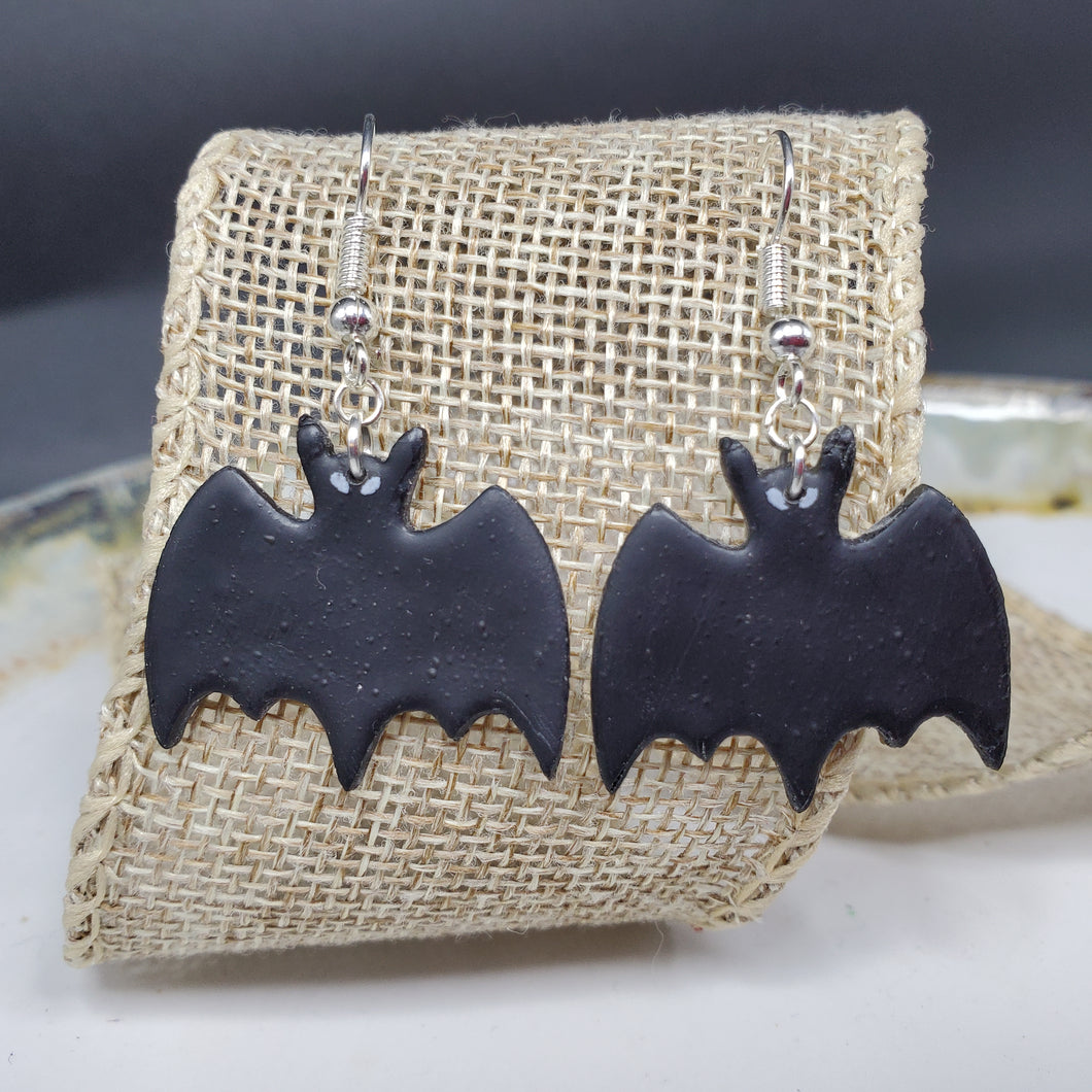 Bat M Handmade Solid Black Dangle Handmade Earrings