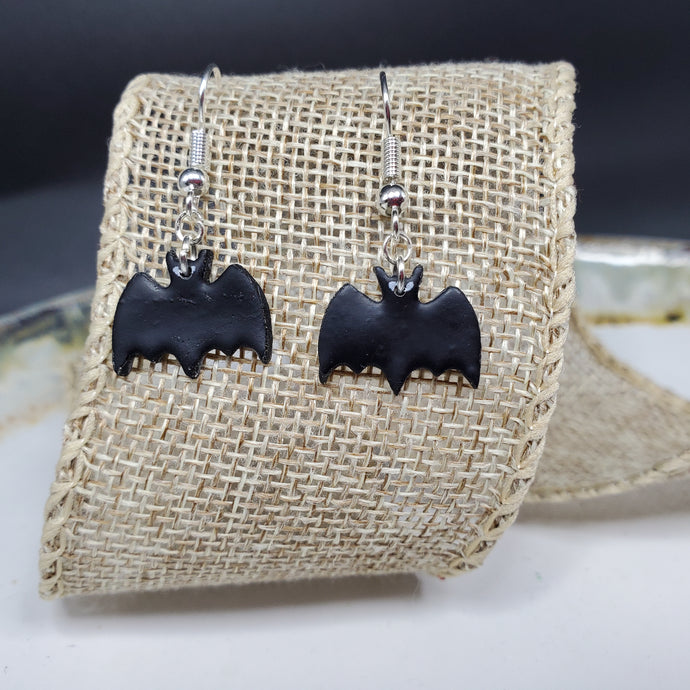 Bat S Solid Black Dangle Handmade Earrings