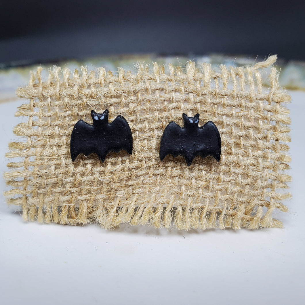 Bat Solid Black Post Handmade Earrings