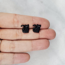 Load image into Gallery viewer, Cat Solid Black Post Handmade Earrings
