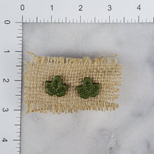 Load image into Gallery viewer, Small Leaf 2 Solid Green Post Handmade Earrings
