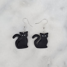 Load image into Gallery viewer, Medium Cat Solid Black Dangle Handmade Earrings
