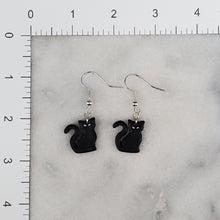 Load image into Gallery viewer, Cat Small Solid Black Dangle Handmade Earrings
