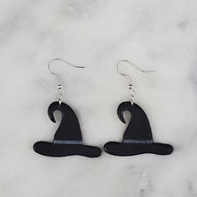 Load image into Gallery viewer, L Hat Solid Black Dangle Handmade Earrings
