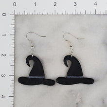 Load image into Gallery viewer, Large Hat Solid Black Dangle Handmade Earrings
