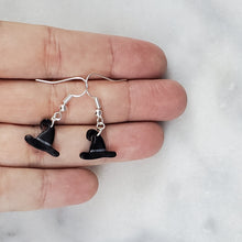 Load image into Gallery viewer, Hat Small Solid Black Dangle Handmade Earrings
