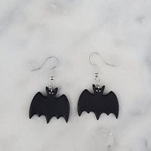 Load image into Gallery viewer, Bat M Handmade Solid Black Dangle Handmade Earrings
