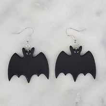 Load image into Gallery viewer, L Bat Solid Black Dangle Handmade Earrings
