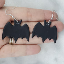 Load image into Gallery viewer, Large Bat Solid Black Dangle Handmade Earrings
