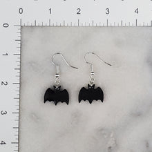 Load image into Gallery viewer, Bat Small Solid Black Dangle Handmade Earrings
