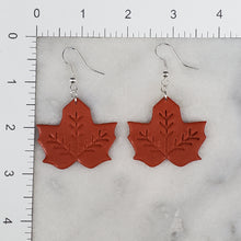 Load image into Gallery viewer, Large Leaf 2 Solid Rust Dangle Handmade Earrings

