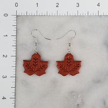Load image into Gallery viewer, M Leaf 2 Solid Rust Dangle Handmade Earrings
