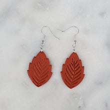 Load image into Gallery viewer, L Leaf 1 Solid Rust Dangle Handmade Earrings
