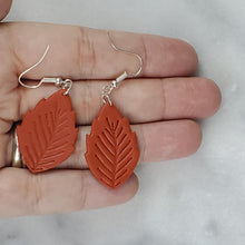 Load image into Gallery viewer, L Leaf 1 Solid Rust Dangle Handmade Earrings
