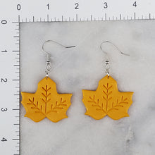 Load image into Gallery viewer, Large Leaf 2 Solid Yellow Dangle Handmade Earrings
