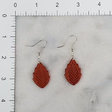Load image into Gallery viewer, Medium Leaf 1 Solid Rust Dangle Handmade Earrings
