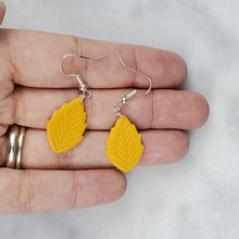 Load image into Gallery viewer, M Leaf 1 Solid Yellow Dangle Handmade Earrings
