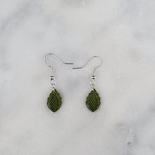 Load image into Gallery viewer, Small Leaf 1 Solid Green Dangle Handmade Earrings
