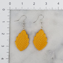 Load image into Gallery viewer, M Leaf 1 Solid Yellow Dangle Handmade Earrings
