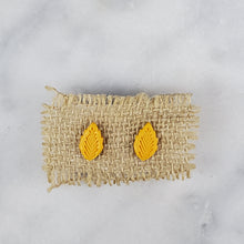 Load image into Gallery viewer, S Leaf 1 Solid Yellow Post Handmade Earrings
