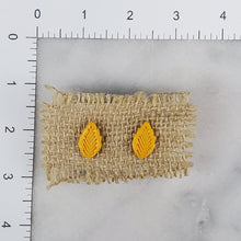 Load image into Gallery viewer, Small Leaf 1 Solid Yellow Post Handmade Earrings
